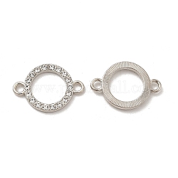 Charms connettore in lega con strass di cristallo, collegamenti ad anello, nichel, platino, 16x23x2.5mm, Foro: 2.4 mm