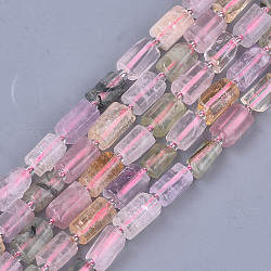 Natural Mixed Quartz Beads Strands, Faceted, Column, 9.5~11x6.5~8x7~8mm, Hole: 0.8mm, about 15~17pcs/strand, 7.28~7.48 inch