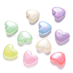 Perline acrilico opaco, ab colore placcato, cuore, colore misto, 14x15.5x5mm, Foro: 1.6 mm, circa 840pcs/500g
