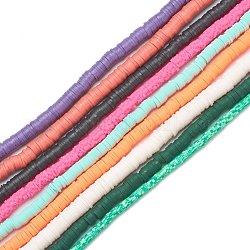 Perline in pasta sintetica fili, perline di heishi del disco, colore misto, 4~8x1~1.2mm, Foro: 2 mm, circa 327~381pcs/filo, 15.75~18.11 pollice (40 cm)