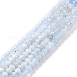 Chapelets de perles en aigue-marine naturelle, facette, rondelle, aigue-marine, 3.5x2.5mm, Trou: 0.8mm, Environ 155 pcs/chapelet, 15.55'' (39.5 cm)
