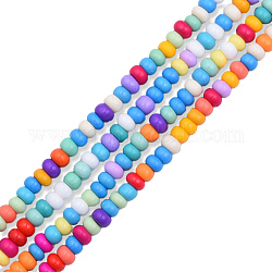 Chapelets de perles en verre peinte par pulvérisation opaque, plat rond, couleur mixte, 4~4.5x2.5~3mm, Trou: 1mm, Environ 142~149 pcs/chapelet, 15.16 pouce ~ 16.14 pouces (38.5~41 cm)