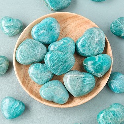 Natürliche Amazonit-Herzpalmensteine, Kristall-Taschenstein für Reiki-Balancing-Meditation, Heimdekoration, 35~40 mm
