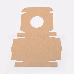 Kraft Paper Cardboard Jewelry Boxes, with PVC Window, Square, Camel, Box: 6x6x1.5cm