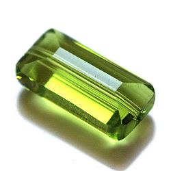 Abalorios de cristal austriaco de imitación, aaa grado, facetados, Rectángulo, verde amarillo, 10x15.5x7mm, agujero: 0.9~1 mm