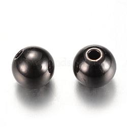Perles séparateurs en laiton, ronde, gunmetal, 5x4.5mm, Trou: 1.5mm