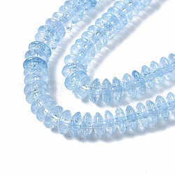 Perles en verre craquelé, teints et chauffée, rondelle, bleuet, 6x3.5mm, Trou: 1.2mm, Environ 147 pcs/chapelet, 15.23 pouce (38.7 cm)