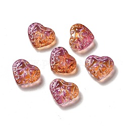 Glass Beads, Heart with Bowknot, Sienna, 14x16x7.5mm, Hole: 1.2mm