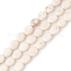 Chapelets de perles en howlite naturelle, Ovale Plat, linge, 9x7~8x3~4mm, Trou: 0.6mm, Environ 43 pcs/chapelet, 15.35''~15.71'' (39~39.9 cm)