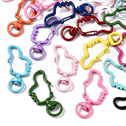 Spray Painted Eco-Friendly Alloy Swivel Snap Hooks Clasps, Cadmium Free & Nickel Free & Lead Free, Gesture Language, Thumbs Up, Mixed Color, 43x21x6mm, Hole: 5x9mm