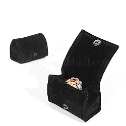 Арочные бархатные ящики для хранения ювелирных изделий, портативный дорожный футляр с застежкой-молнией, для держателя кольца для серег, подарок для женщин, чёрные, 3.1x6.2x4.1 см