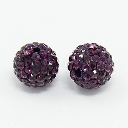 Grado A perlas de rhinestone, Pave bolas de discoteca, resina y arcilla de China, redondo, púrpura, pp9 (1.5 mm), 1.6mm, agujero: 8 mm