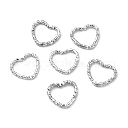 50 anello di collegamento in ferro, anelli aperti strutturati, platino, cuore, 12x14x2mm, diametro interno: 9x11mm