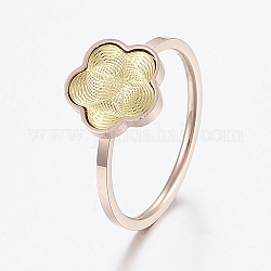 304 кольца из нержавеющей стали, цветок, золотой и розовое золото, Размер 7, 17 мм