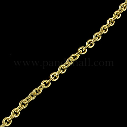 Cadenas de cable de hierro, sin soldar, con carrete, oval, la luz de oro, 4x3x0.8mm, aproximadamente 328.08 pie (100 m) / rollo