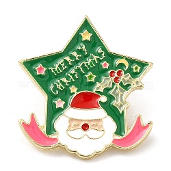 Weihnachtsmotiv-Emaille-Pins, hellgoldlegierungsabzeichen für rucksackkleidung, Weihnachtsmann, 30x27x2 mm