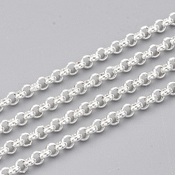 304 Stainless Steel Rolo Chains, Belcher Chain, Unwelded, with Spool, Silver Color Plated, 3x1mm, about 32.8 Feet(10m)/roll