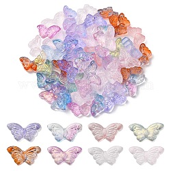Perlas de vidrio pintado en aerosol transparente, mariposa, color mezclado, 8x15x4.5mm, agujero: 1 mm