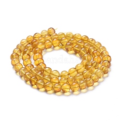 Perles d'ambre naturel brins, ronde, 6~7mm, Trou: 0.6mm, Environ 76 pcs/chapelet, 18.31 pouce (46.5 cm)