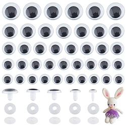 Superfindings 5 estilo artesanal ojos de muñeca de plástico ojos de peluche, ojos de seguridad, plano y redondo, negro, 10~23mm, 60sets / caja