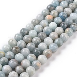 Natürliche Aquamarin Perlen Stränge, Runde, Klasse ab +, 10 mm, Bohrung: 1 mm, ca. 40 Stk. / Strang, 15.79'' (40.1 cm)