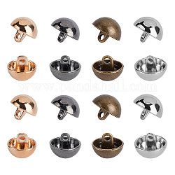 Unicraftale Alloy Shank Buttons, 1-Hole, Dome/Half Round, Mixed Color, 12.5x10mm, Hole: 1.5mm, 80pcs/box