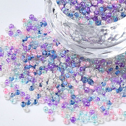 Perles de verre rondes de semences, trou rond, mixedstyle, colorées, 2~2.5x1.5~2mm, Trou: 0.8mm, environ 450g / livre