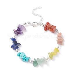 Bracelet en perles de pierres précieuses mixtes naturelles et synthétiques, Bijoux 7 chakra pour femme, 7-1/8 pouce (18.2 cm)