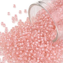 Toho perles de rocaille rondes, Perles de rocaille japonais, (191) cristal doublé rose tendre, 11/0, 2.2mm, Trou: 0.8mm, environ 5555 pcs/50 g
