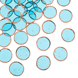 Olycraft 30 pz tessere di mosaico in vetro 1 pollici decorazioni in vetro ornamento tessere di mosaico rotonde con bordo in ottone oro rosa mosaico di cristallo piastrelle di vetro per vetro campanelli eolici forniture fai da te arte artigianato - cielo blu profondo