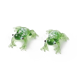 Home Decorations, Handmade Lampwork Display Decorations, Frog, Green, 18~24x14~18x12~15mm