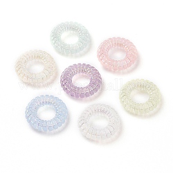 Transparent gefrostetem Acryl-Perlen, ab Farbe plattiert, Ring, Mischfarbe, 14.3x4 mm, Bohrung: 6 mm, ca. 1100 Stk. / 500 g