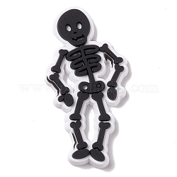 Cabochon in pvc a tema halloween, scheletro, nero, 35x18x3mm