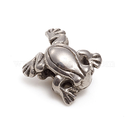 304 Stainless Steel European Beads, Large Hole Beads, Frog, Antique Silver, 14.5x13x8.5mm, Hole: 4.5mm