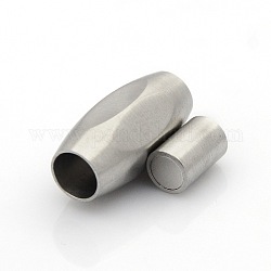 304 Magnetverschluss aus Edelstahl mit mattierter Oberfläche und Klebeenden, Fass, Edelstahl Farbe, 21x10x9 mm, Bohrung: 5 mm