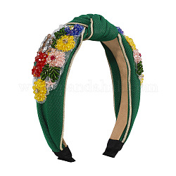 Bandas anchas de tela de cristal de rhinestone, accesorios para el cabello vintage de moda para mujeres y niñas, verde, 140x160x50mm