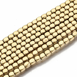 Chapelets de perles en hématite synthétique sans magnétiques, cuboïde, véritable 18k plaqué or, 2.5x2x2mm, Trou: 0.8mm, Environ 160~162 pcs/chapelet, 15.94 pouce ~ 16.14 pouces (40.5 cm ~ 41 cm)