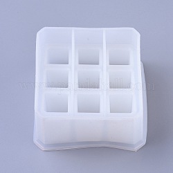 Caja de almacenamiento de moldes de silicona, moldes de resina, para resina uv, fabricación de joyas de resina epoxi, cuadrado, blanco, 98x87.5x52.5mm
