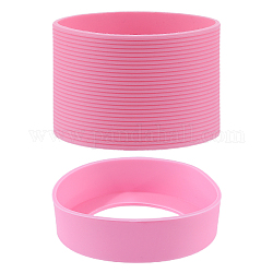 Silicone Cold Beer Cup Sleeve, Insulated Drink Can Cover Ring, Hot Pink, 17.5~49.5x64mm, Inner Diameter: 60~62.5mm, 2pcs/set