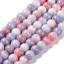 Brins de perles rondes en verre craquelé opaque, pierres d'imitation, ronde, bleuet, 8~9mm, Trou: 1.2~1.5mm, Environ 102~106 pcs/chapelet, 30.31~31.10 pouce (77~79 cm)