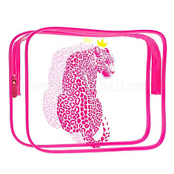 Bolsas de cosméticos de pvc transparente, bolso de mano impermeable, neceser para mujer, color de rosa caliente, leopardo, 20x15x5.5 cm