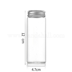 Tubos de almacenamiento de cuentas con tapa de tornillo de vidrio de columna, botellas de vidrio transparente con labios de aluminio, plata, 4.7x12 cm, capacidad: 150ml (5.07fl. oz)