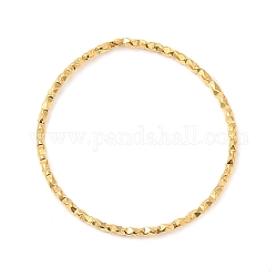 Anillos de enlace de 304 acero inoxidable, textura, anillo redondo, real 18k chapado en oro, 24~25x1mm, diámetro interior: 22~23 mm