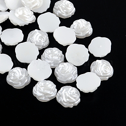 ABS Plastic Imitation Pearl Cabochons, Flower, White, 12x5mm, about 1000pcs/bag