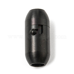 304 tubo de bloqueo de acero inoxidable cierres magnéticos, estilo mate, oval, electroforesis negro, 18x8mm, agujero: 4 mm