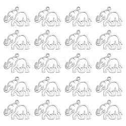 Unicraftale 20pcs 201 pendentifs en acier inoxydable, éléphant, creux, couleur inoxydable, 20x16x1mm, Trou: 1.5mm