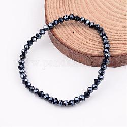 Bracelets extensibles de perles en verre, noir, 46mm