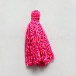Polialgodón hecho a mano (poliéster algodón) decoraciones de borla, decoraciones colgantes, de color rosa oscuro, 29~35mm