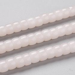 Brins de perles de verre k9, imitation de perles de verre de jade, colonne, rose, 8~8.5x5.5~6mm, Trou: 1.4mm, Environ 67 pcs/chapelet, 15.83 pouce (40.2 cm)