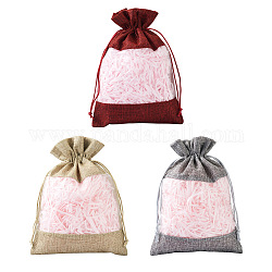 Cheriswelry 15 шт. 3 цвета полиэфирная пустая сумка для рукоделия на шнурке, на день рождения валентинки свадьба упаковка конфет, разноцветные, 23.2x16.2x0.2 см, 5 шт / цвет